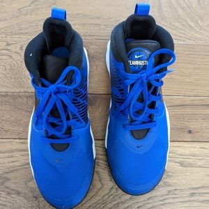 Nike Team Hustle Basketball Shoes, Boys Size 4.5, Blue